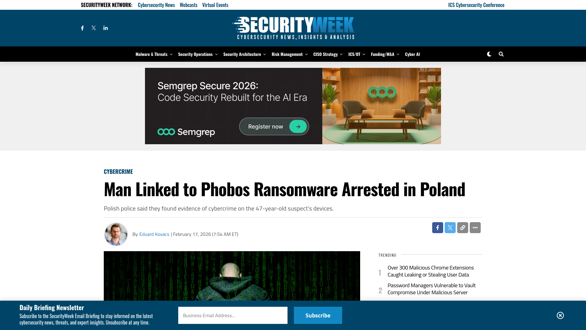 Man Linked to Phobos Ransomware Arrested in Poland - SecurityWeek