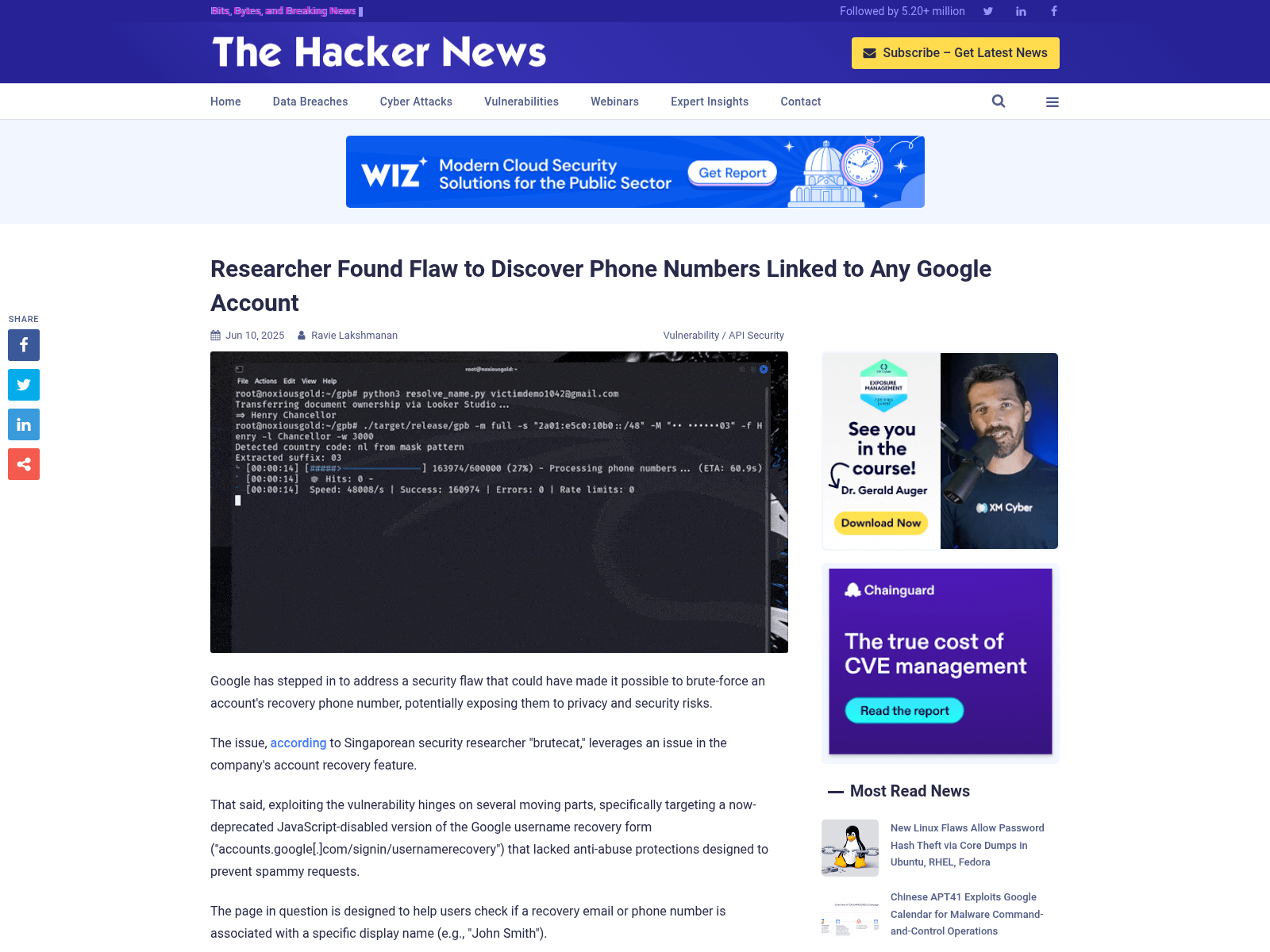 Researcher Found Flaw to Discover Phone Numbers Linked to Any Google Account