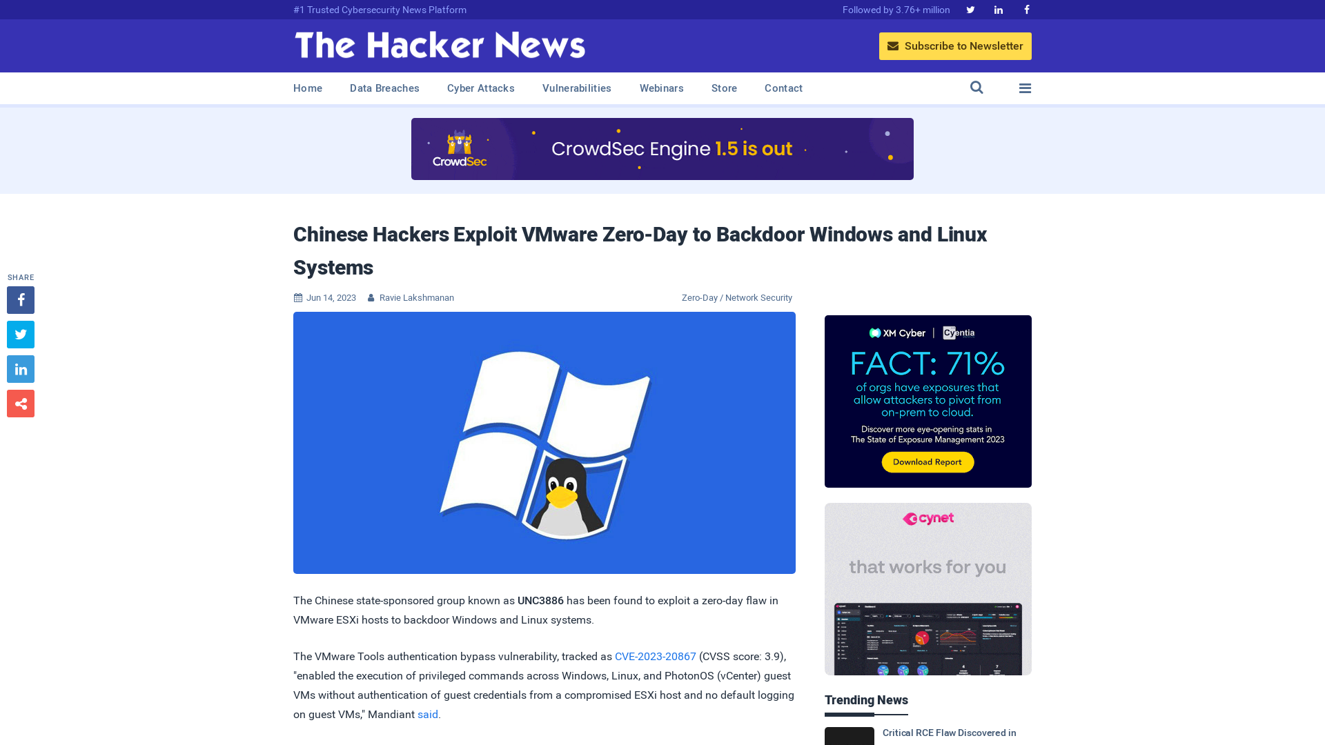 Chinese Hackers Exploit VMware Zero-Day to Backdoor Windows and Linux Systems