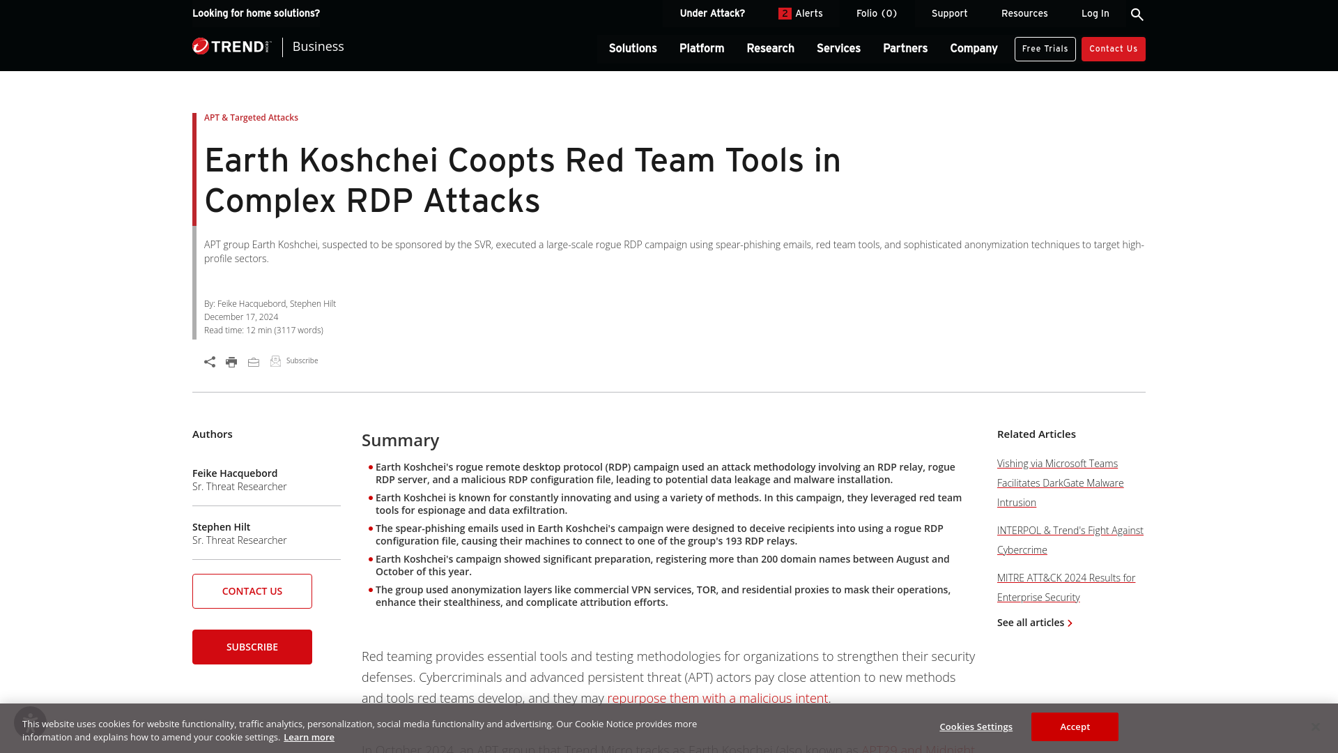 Earth Koshchei Coopts Red Team Tools in Complex RDP Attacks | Trend Micro (NO)