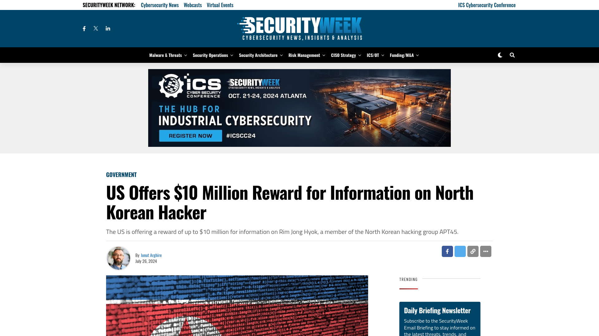 US Offers $10 Million Reward for Information on North Korean Hacker - SecurityWeek