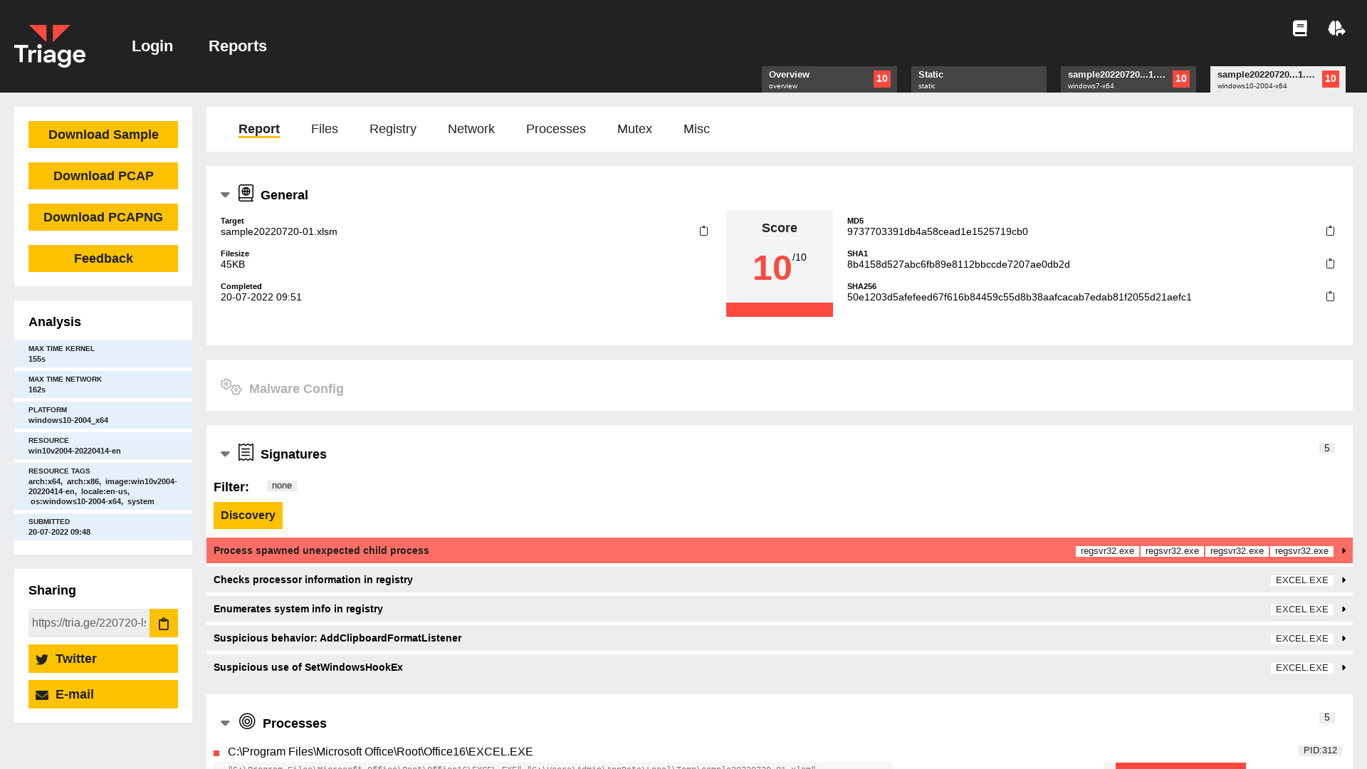 Hatching Triage | Behavioral Report