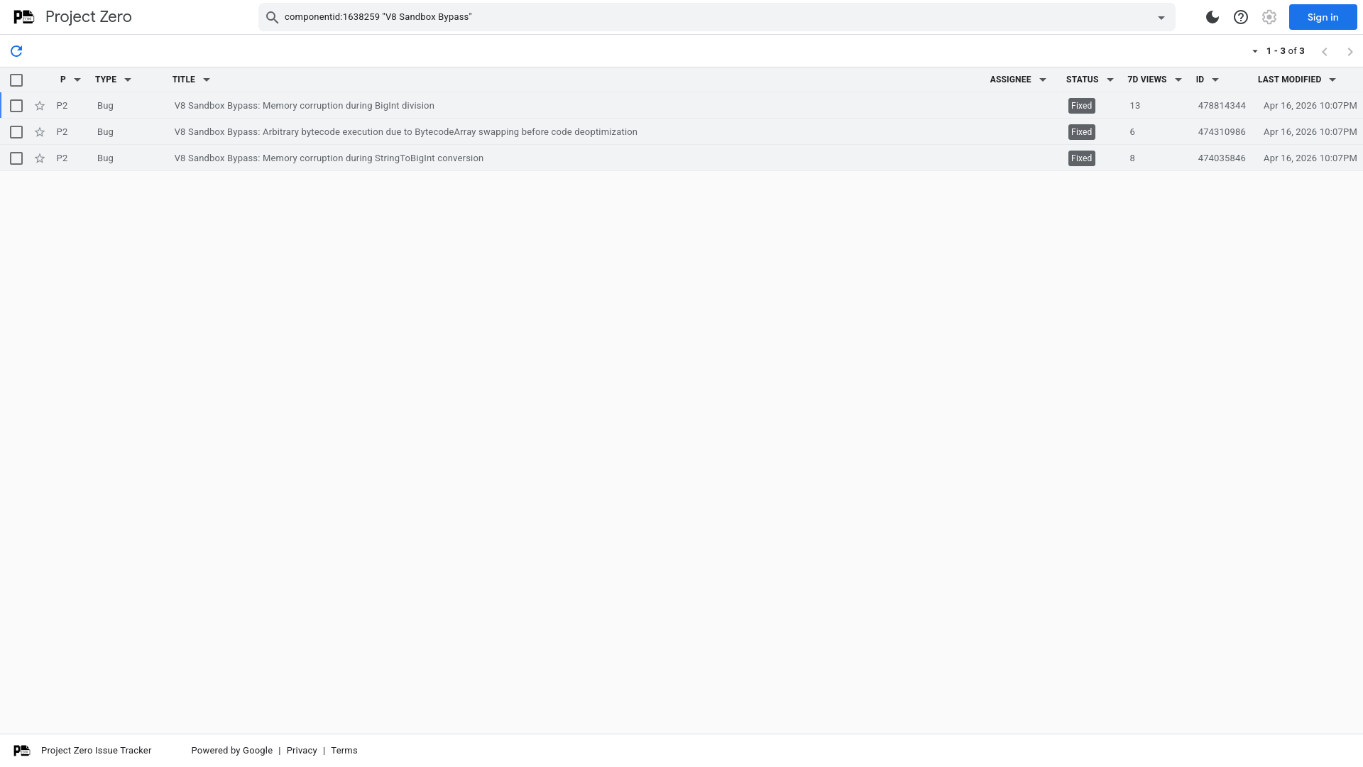 componentid:1638259 "V8 Sandbox Bypass" - Project Zero