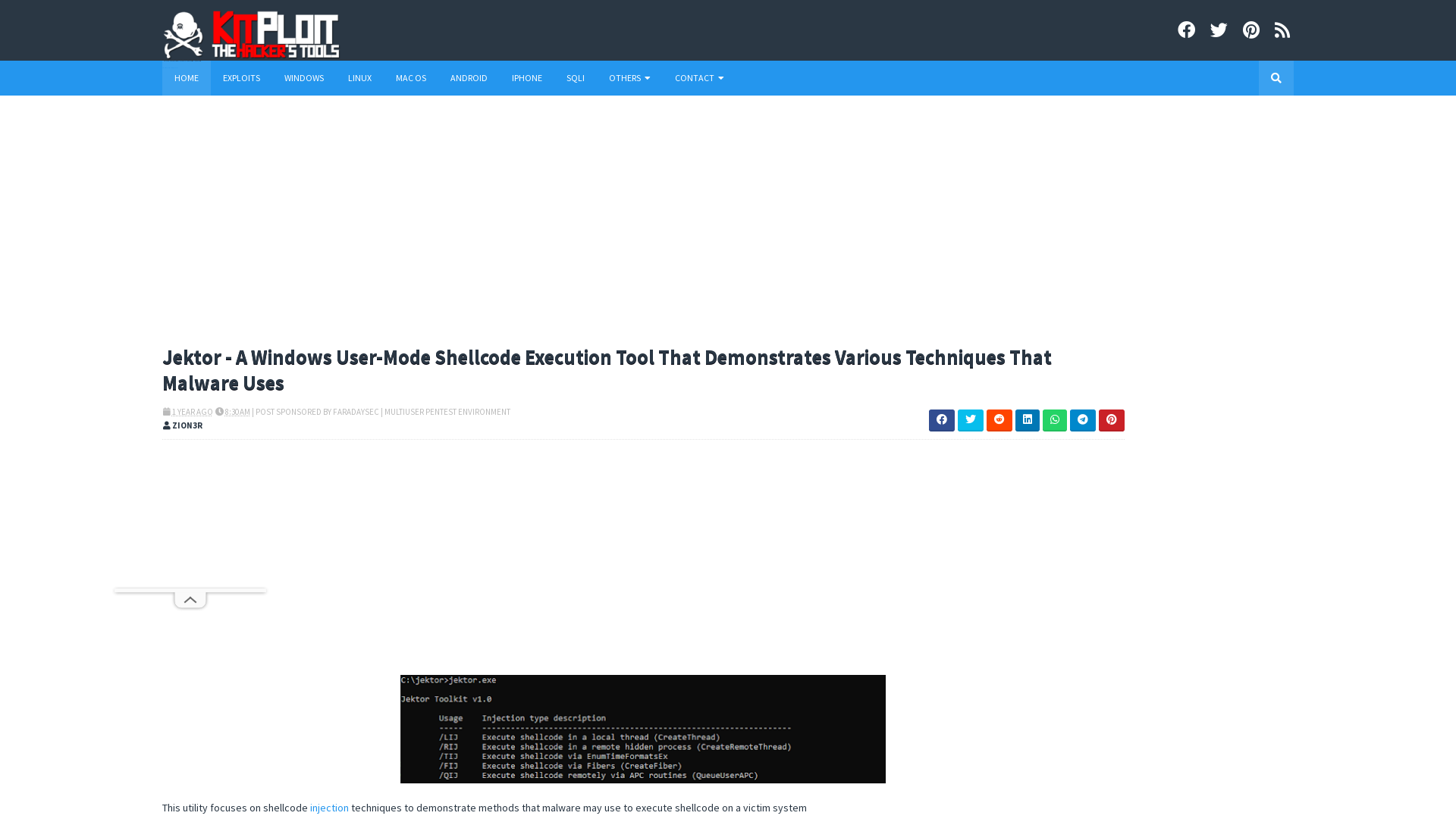 Jektor - A Windows User-Mode Shellcode Execution Tool That Demonstrates Various Techniques That Malware Uses