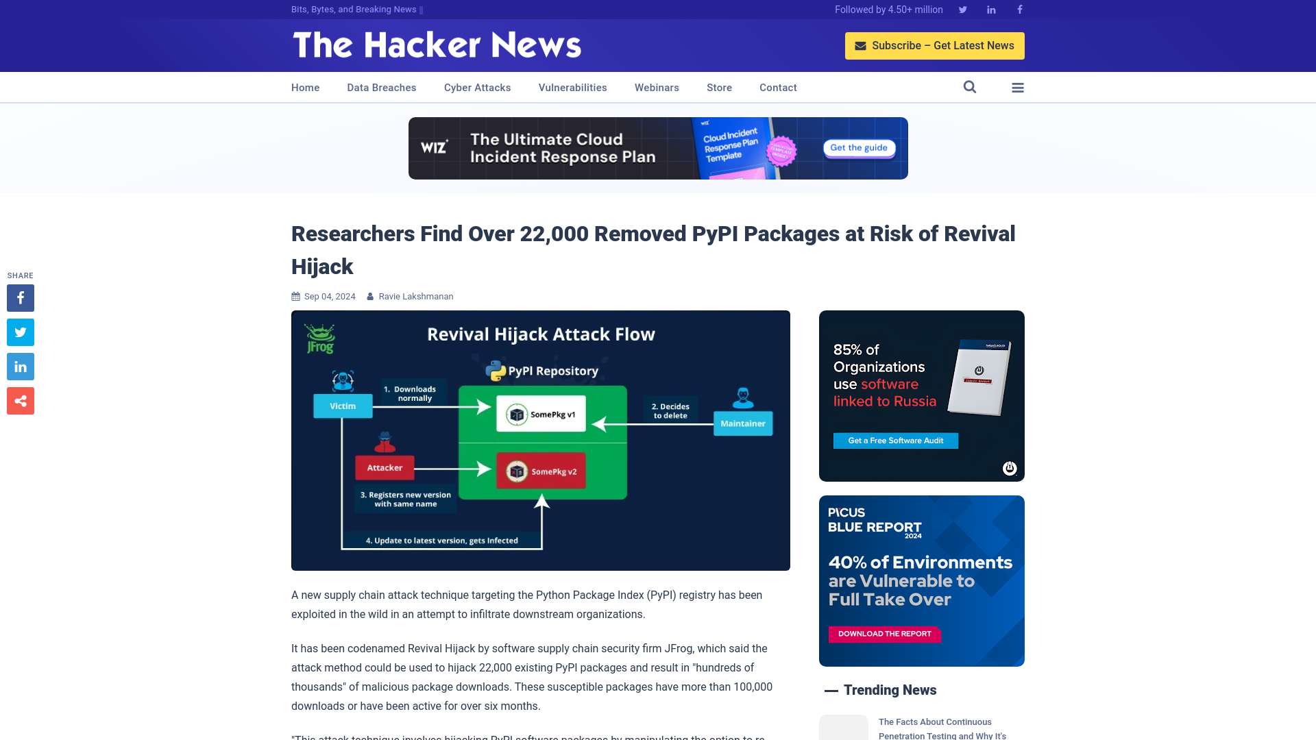 Researchers Find Over 22,000 Removed PyPI Packages at Risk of Revival Hijack