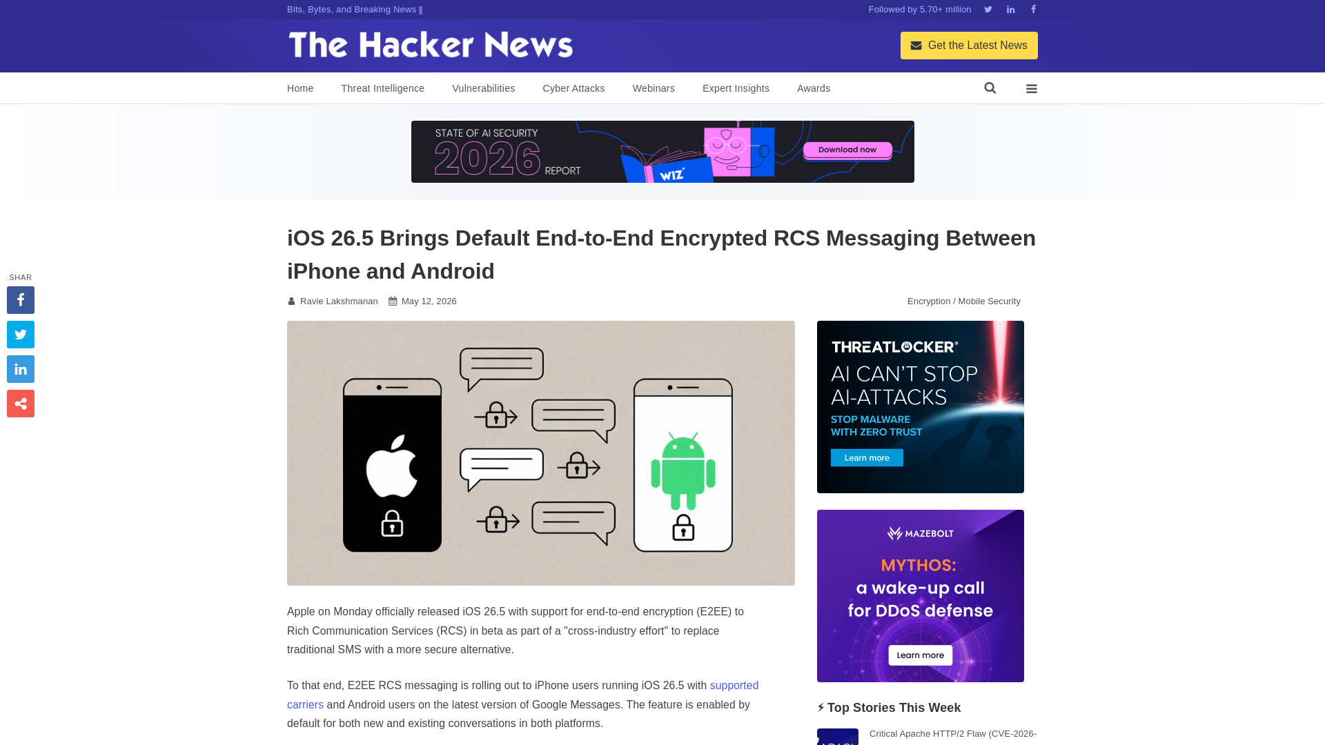 iOS 26.5 Brings Default End-to-End Encrypted RCS Messaging Between iPhone and Android