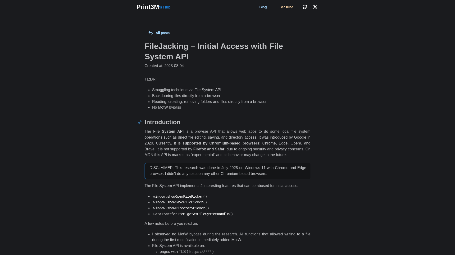 FileJacking – Initial Access with File System API | Print3M
