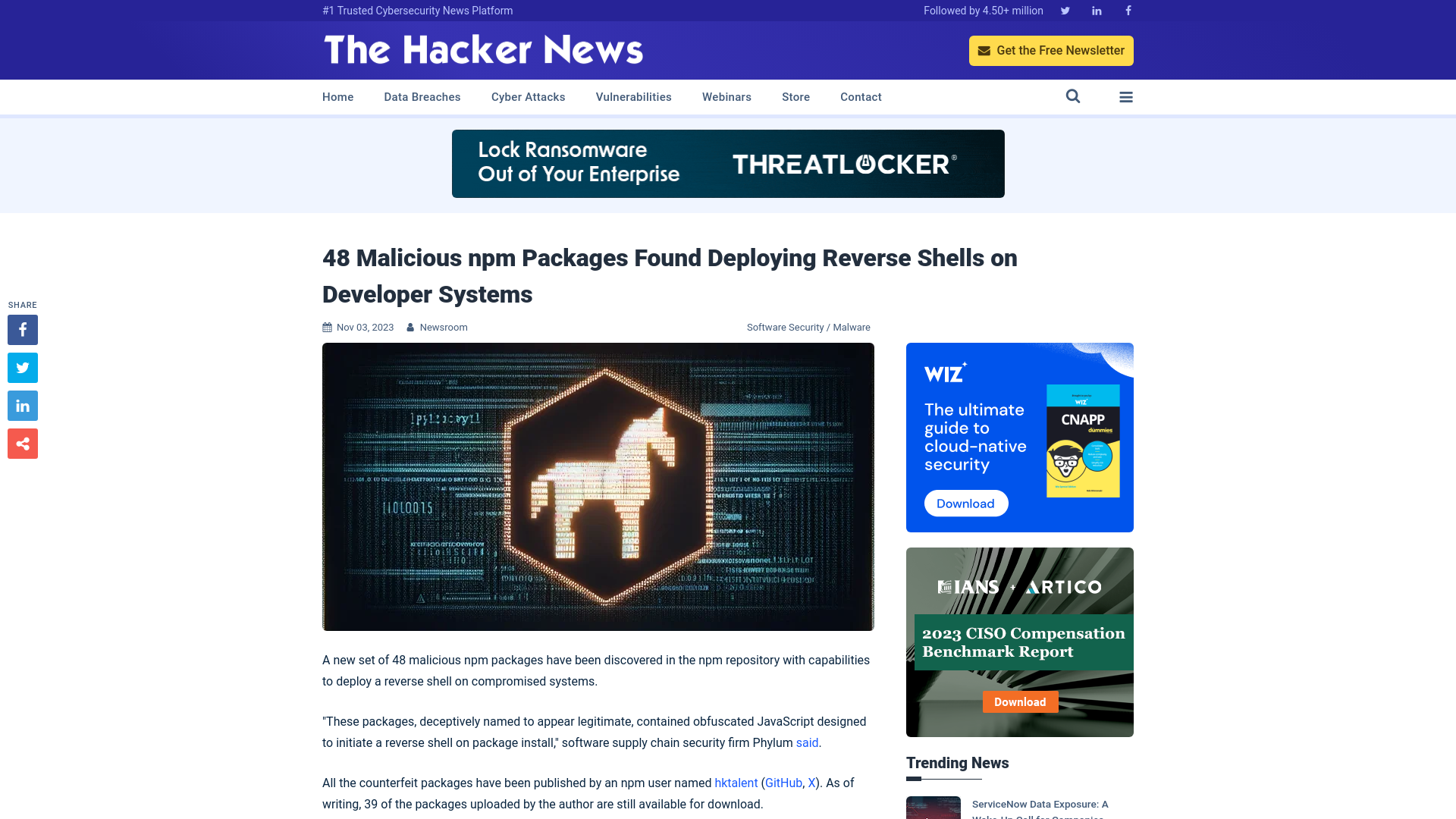 48 Malicious npm Packages Found Deploying Reverse Shells on Developer Systems