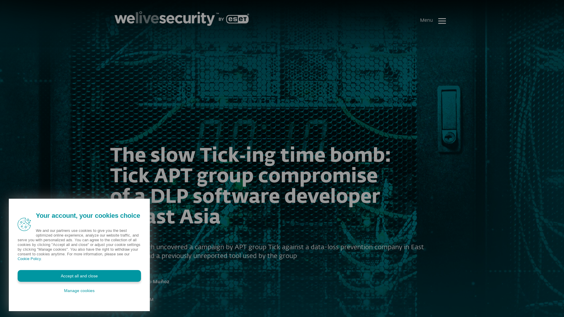 The slow Tick‑ing time bomb: Tick APT group compromise of a DLP software developer in East Asia | WeLiveSecurity