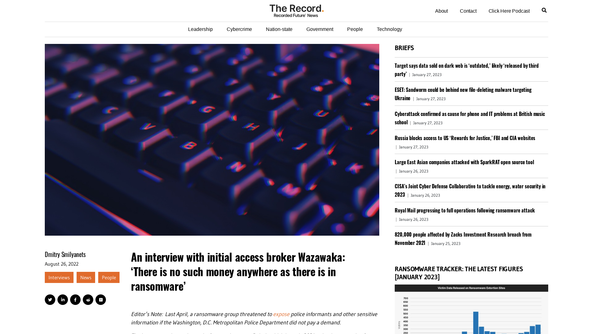 An interview with initial access broker Wazawaka: 'There is no such money anywhere as there is in ransomware' - The Record from Recorded Future News