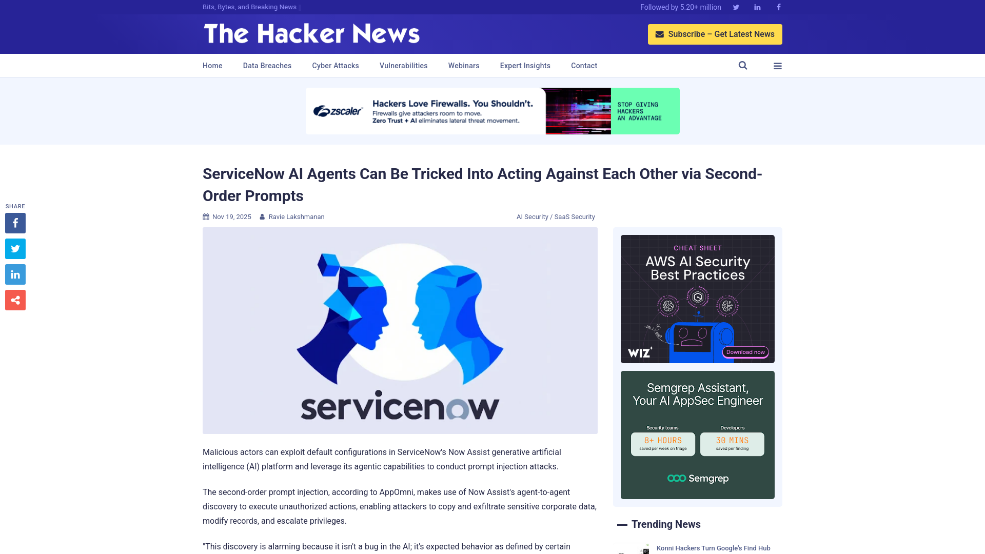 ServiceNow AI Agents Can Be Tricked Into Acting Against Each Other via Second-Order Prompts