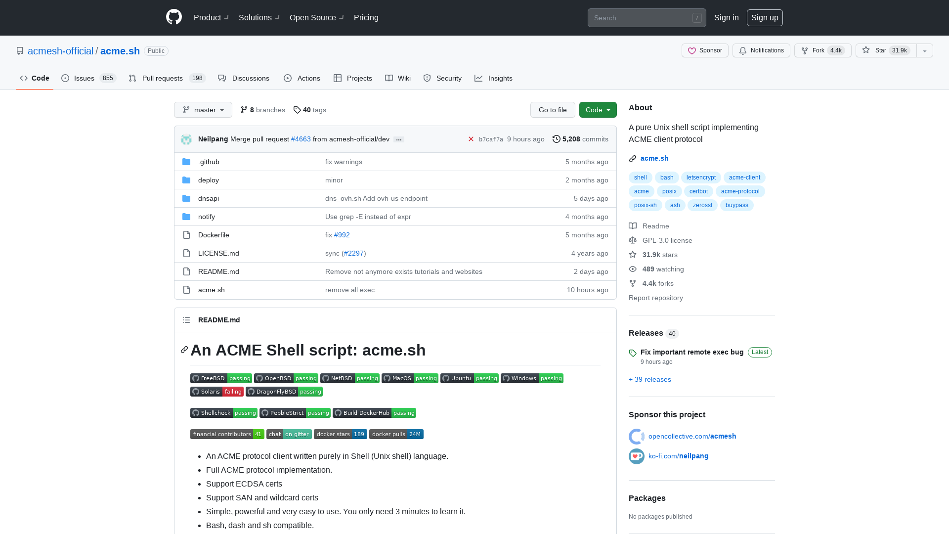 GitHub - acmesh-official/acme.sh: A pure Unix shell script implementing ACME client protocol