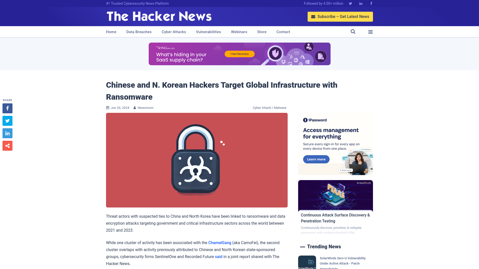 Chinese and N. Korean Hackers Target Global Infrastructure with Ransomware