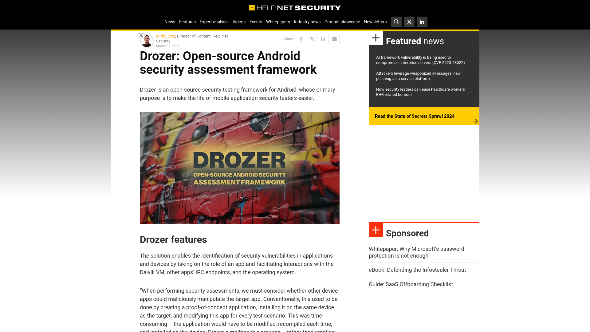 Drozer: Open-source Android security assessment framework - Help Net Security