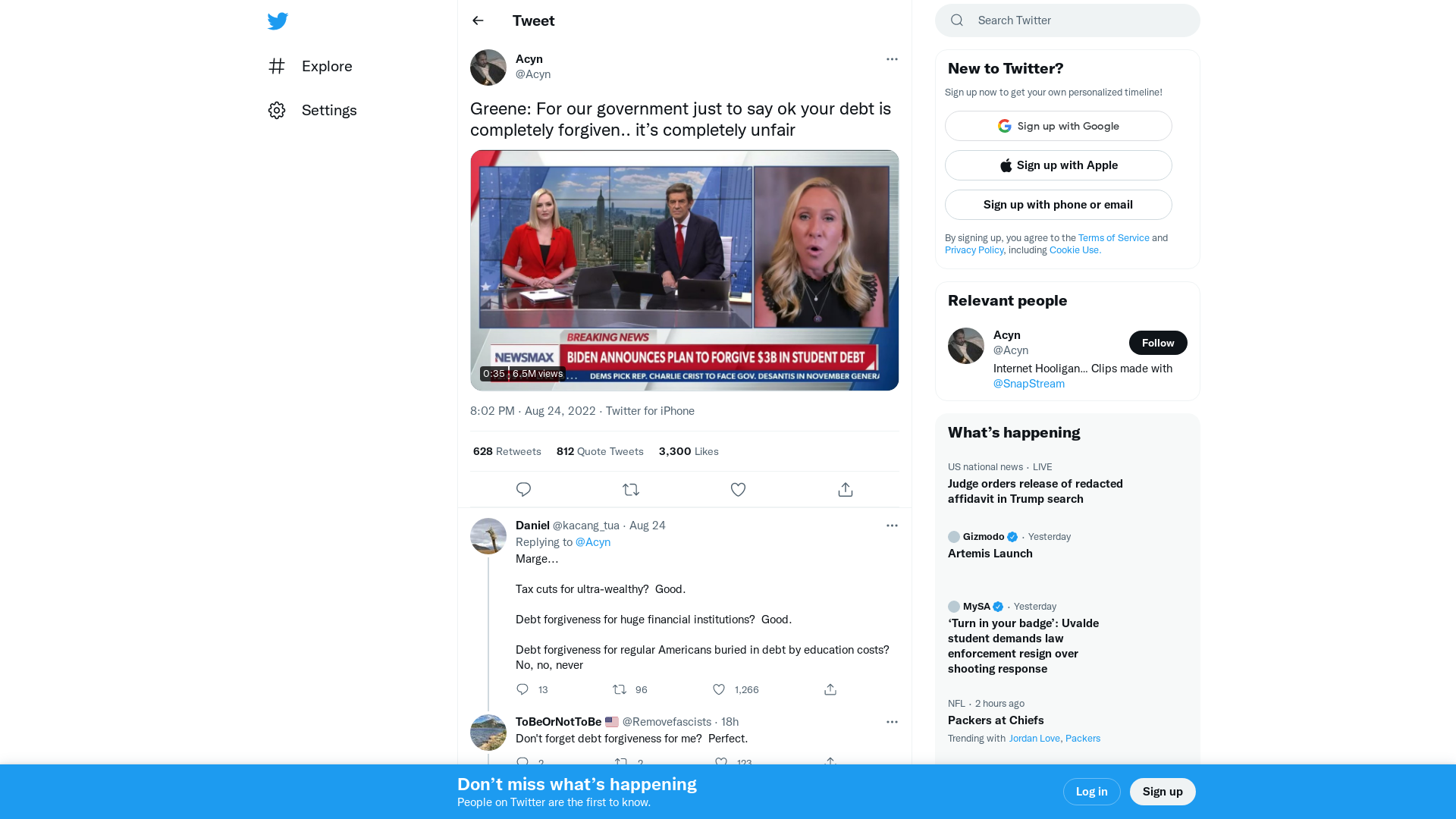 Acyn on Twitter: "Greene: For our government just to say ok your debt is completely forgiven.. it’s completely unfair https://t.co/V0yJWYSbot" / Twitter