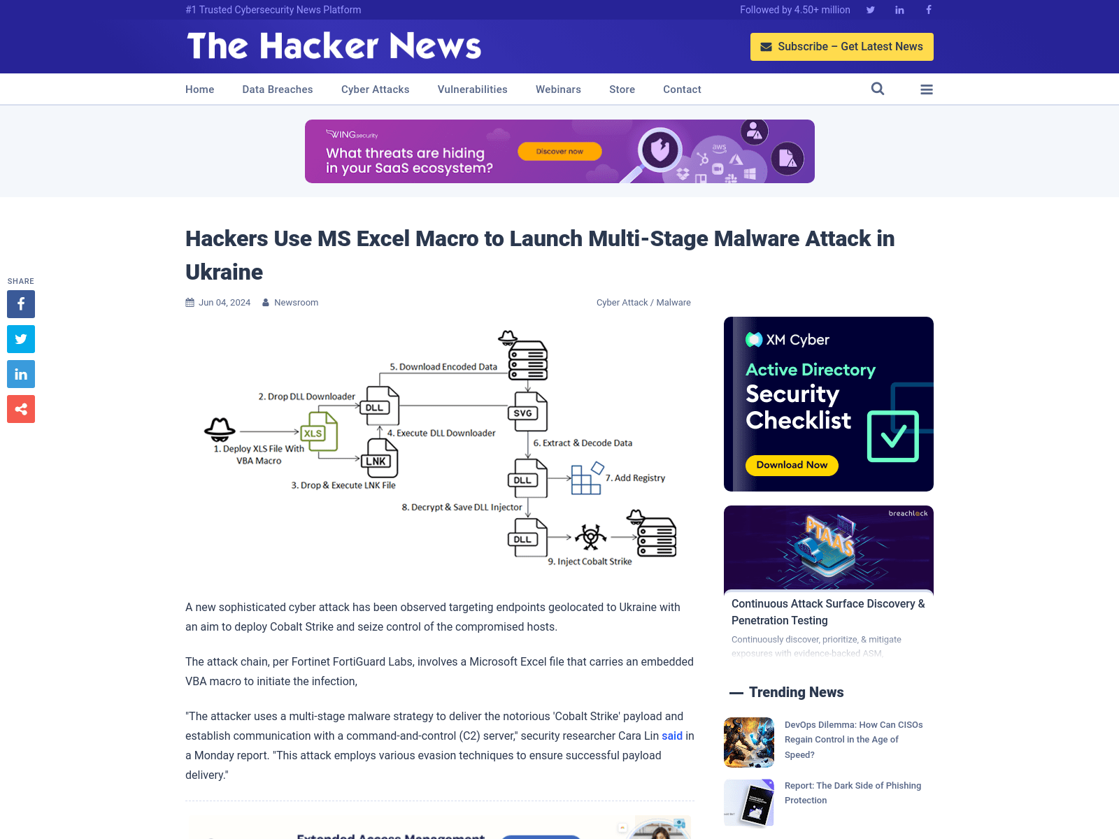 Hackers Use MS Excel Macro to Launch Multi-Stage Malware Attack in Ukraine