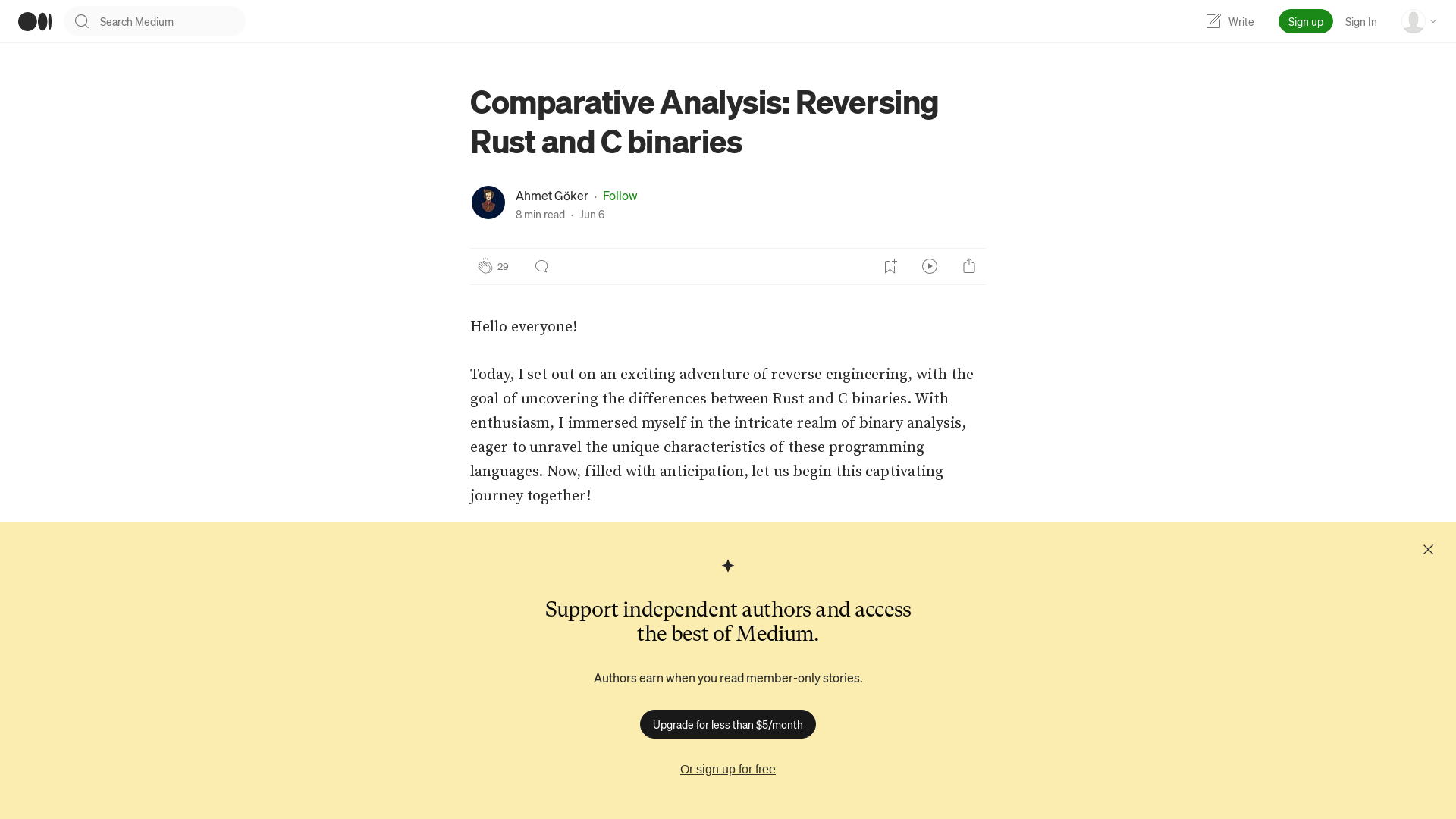 Comparative Analysis: Reversing Rust and C binaries | by Ahmet Göker | Jun, 2023 | Medium