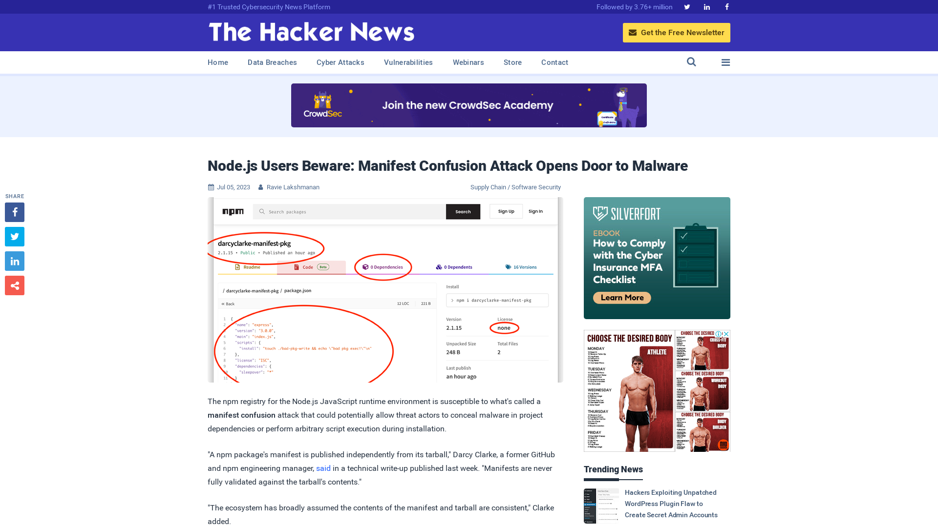 Node.js Users Beware: Manifest Confusion Attack Opens Door to Malware