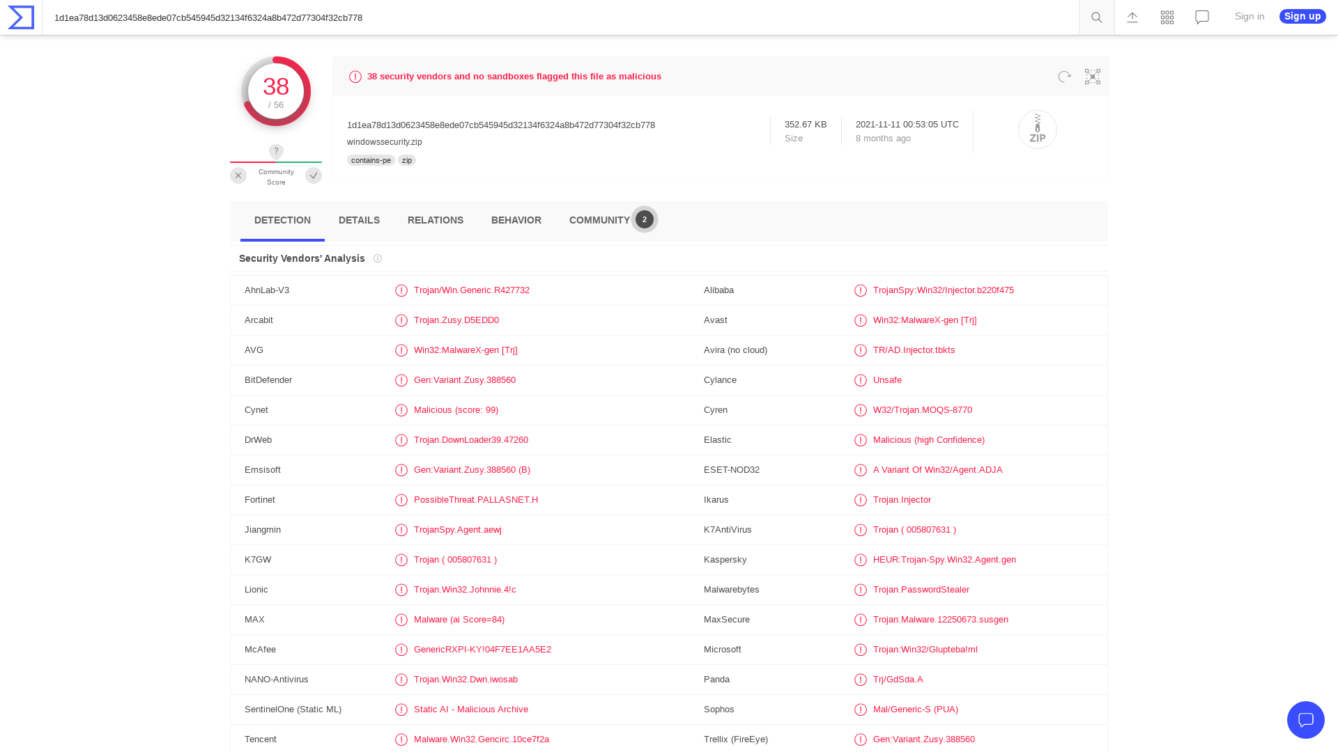 VirusTotal - File - 1d1ea78d13d0623458e8ede07cb545945d32134f6324a8b472d77304f32cb778