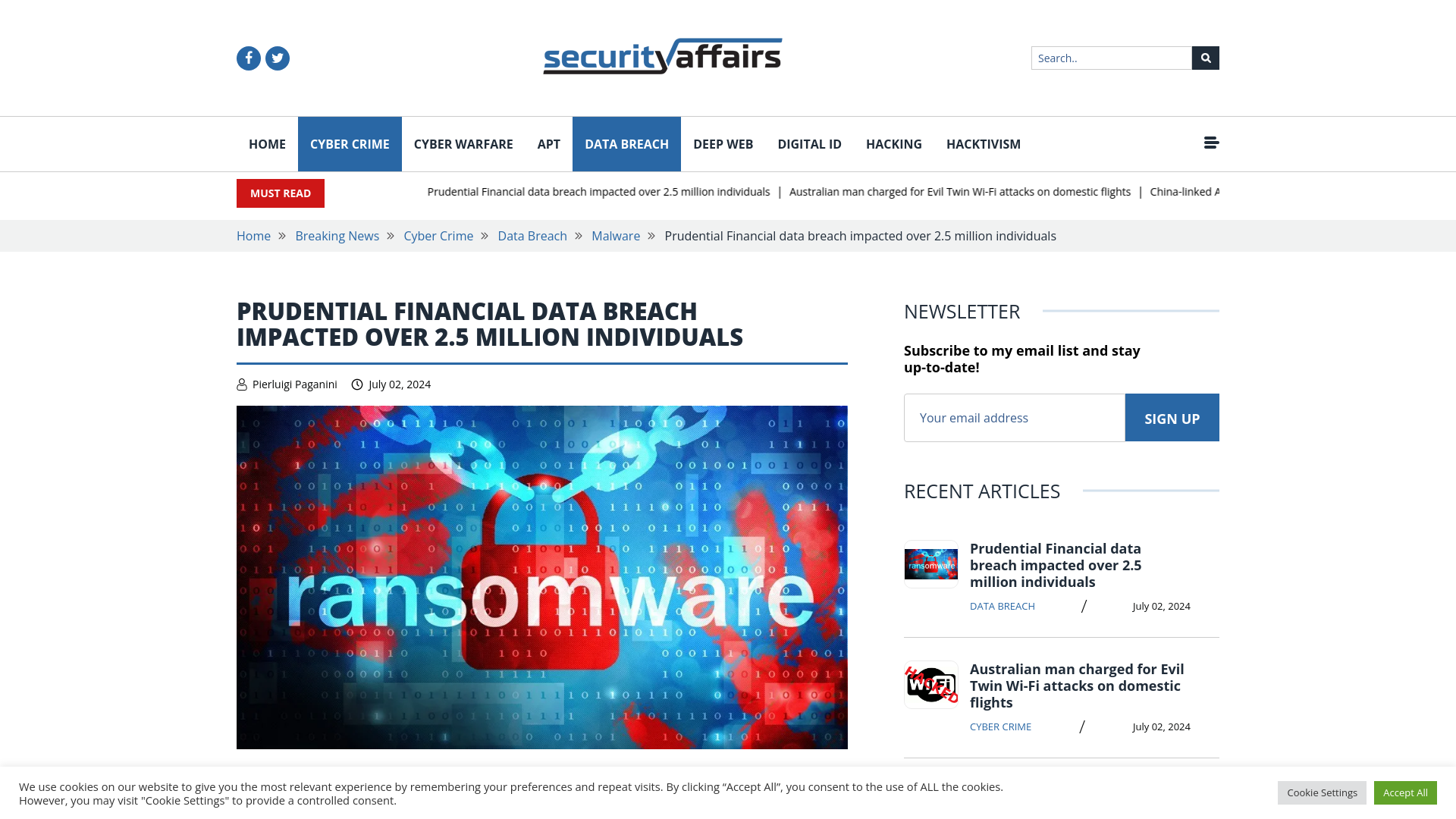 Prudential Financial data breach impacted over 2.5M individuals