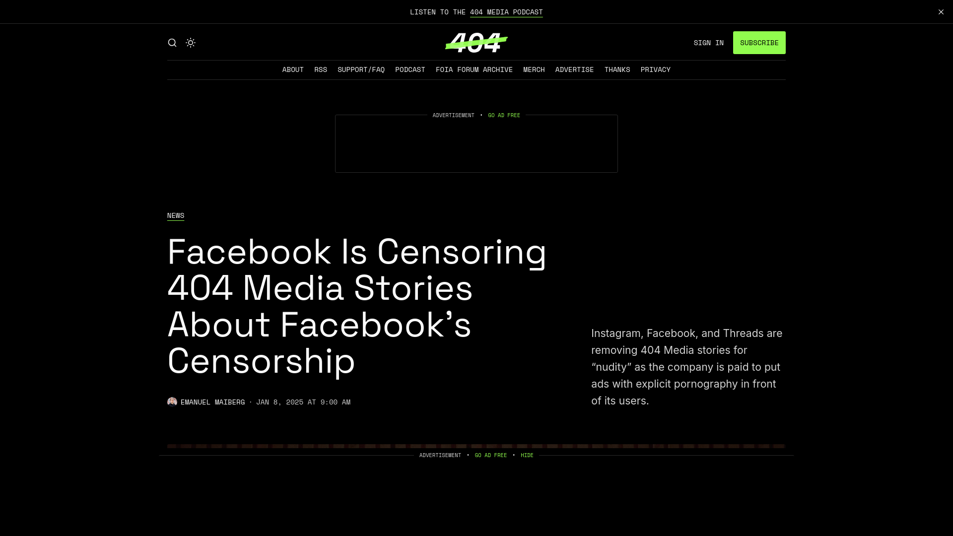 Facebook Is Censoring 404 Media Stories About Facebook's Censorship