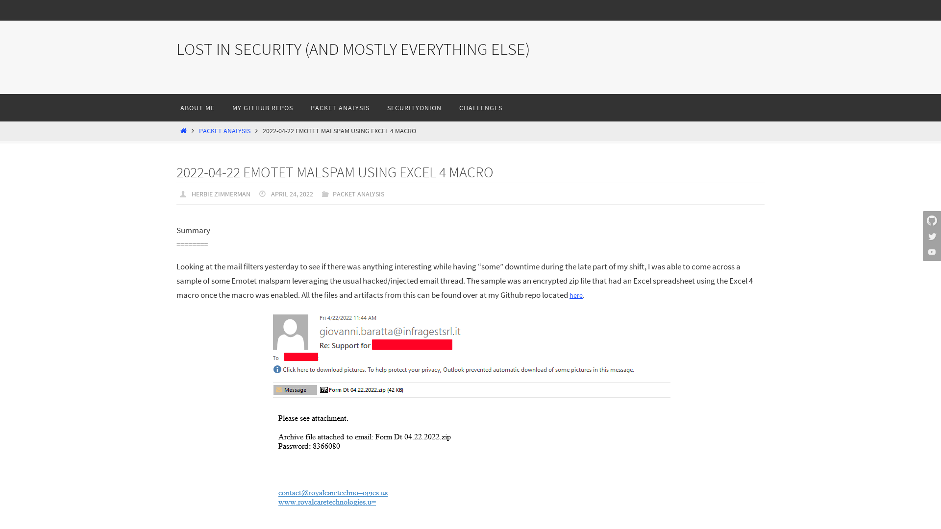 2022-04-22 Emotet Malspam Using Excel 4 Macro – Lost in Security (and mostly everything else)