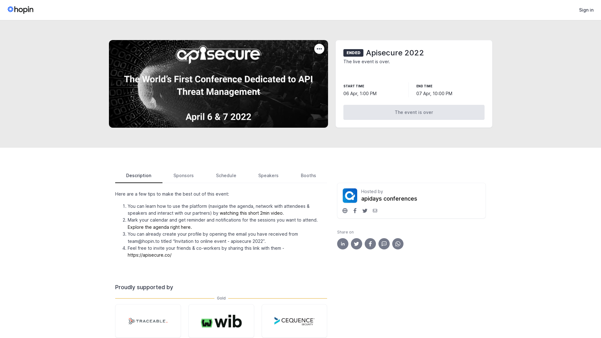 Apisecure 2022 - Apr 06 | Hopin