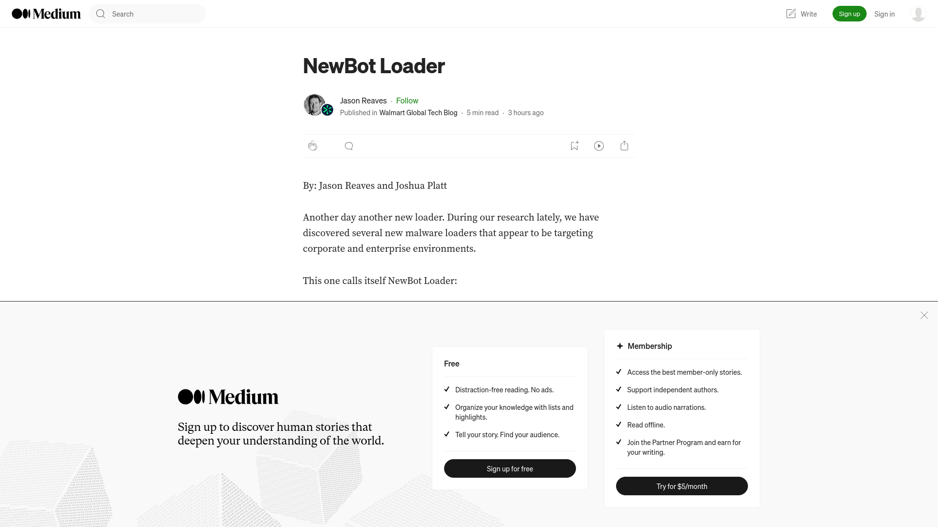 NewBot Loader. By: Jason Reaves and Joshua Platt | by Jason Reaves | Walmart Global Tech Blog | Mar, 2024 | Medium