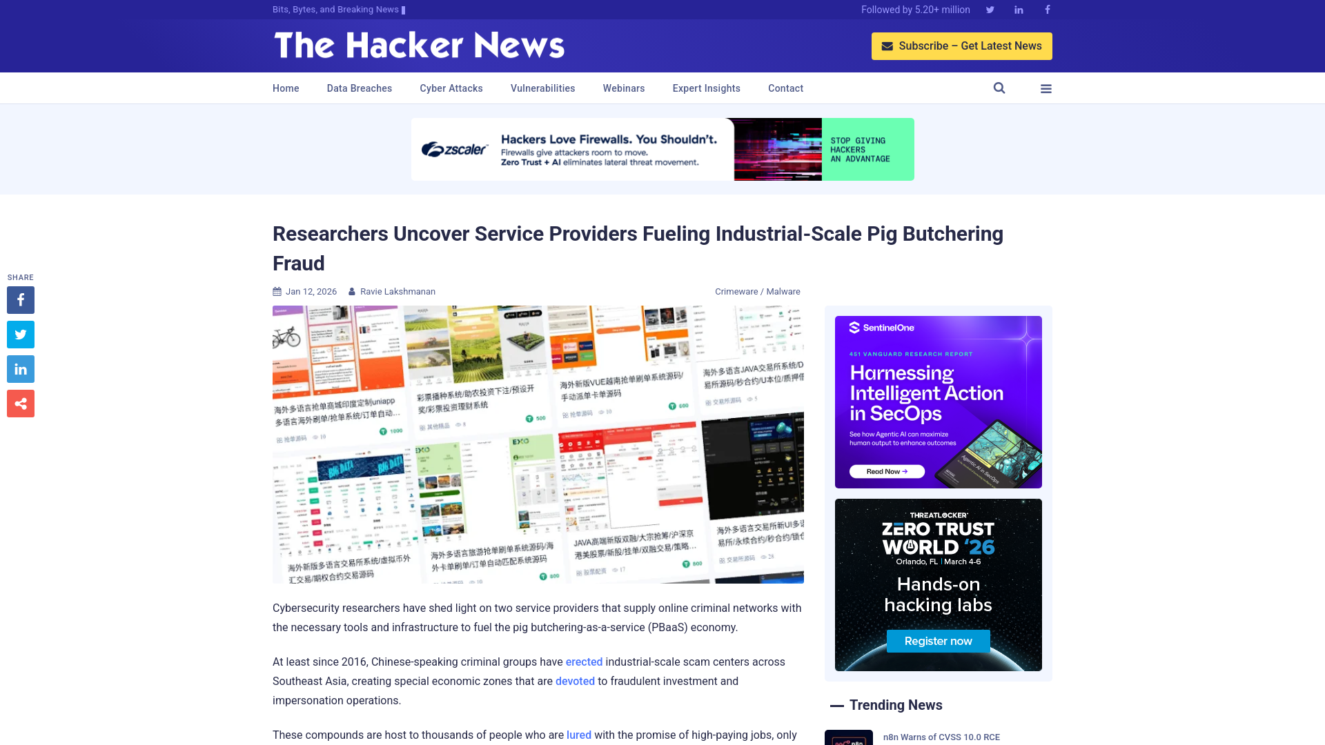 Researchers Uncover Service Providers Fueling Industrial-Scale Pig Butchering Fraud