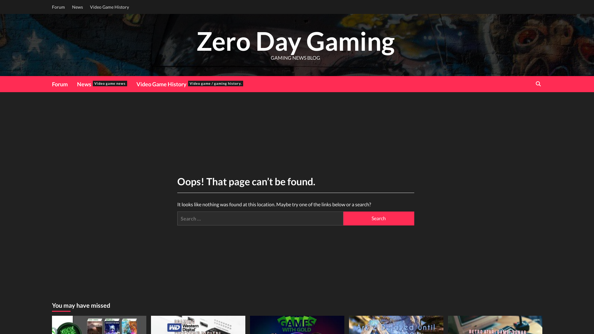 404 - Page not found • Zero Day Gaming