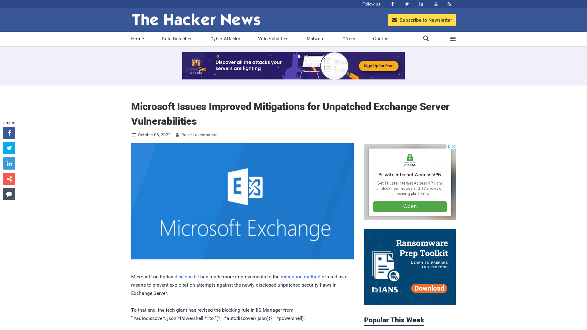 Microsoft Issues Improved Mitigations for Unpatched Exchange Server Vulnerabilities