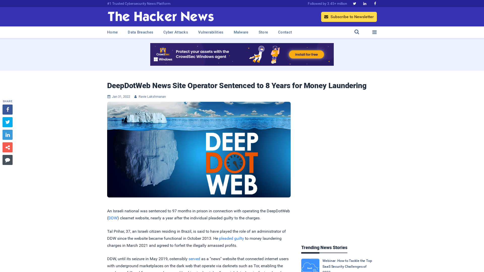 DeepDotWeb News Site Operator Sentenced to 8 Years for Money Laundering