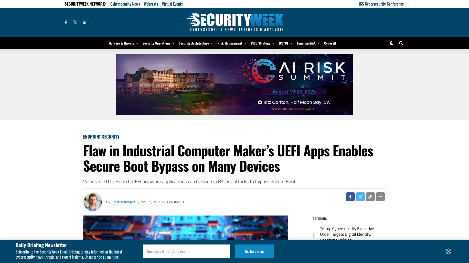 Flaw in Industrial Computer Maker's UEFI Apps Enables Secure Boot Bypass on Many Devices - SecurityWeek