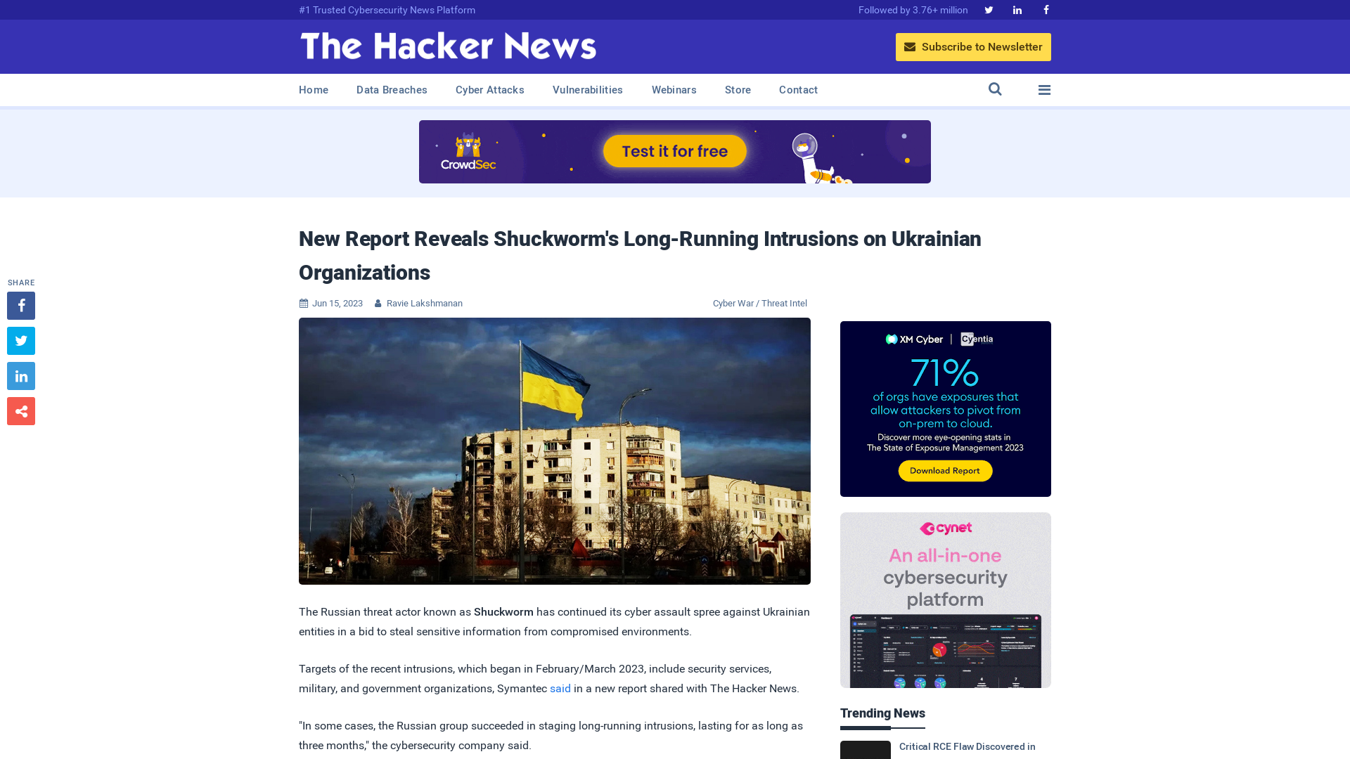 New Report Reveals Shuckworm's Long-Running Intrusions on Ukrainian Organizations