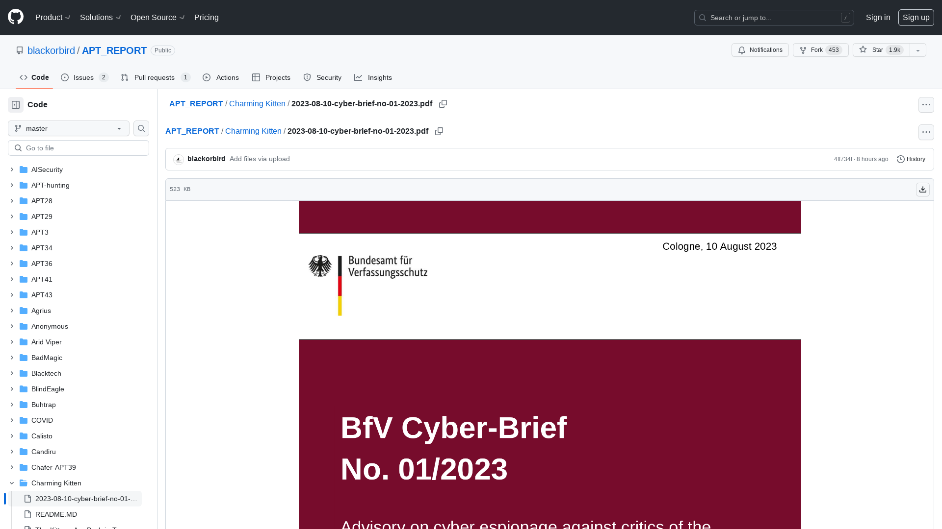 APT_REPORT/Charming Kitten/2023-08-10-cyber-brief-no-01-2023.pdf at master · blackorbird/APT_REPORT · GitHub