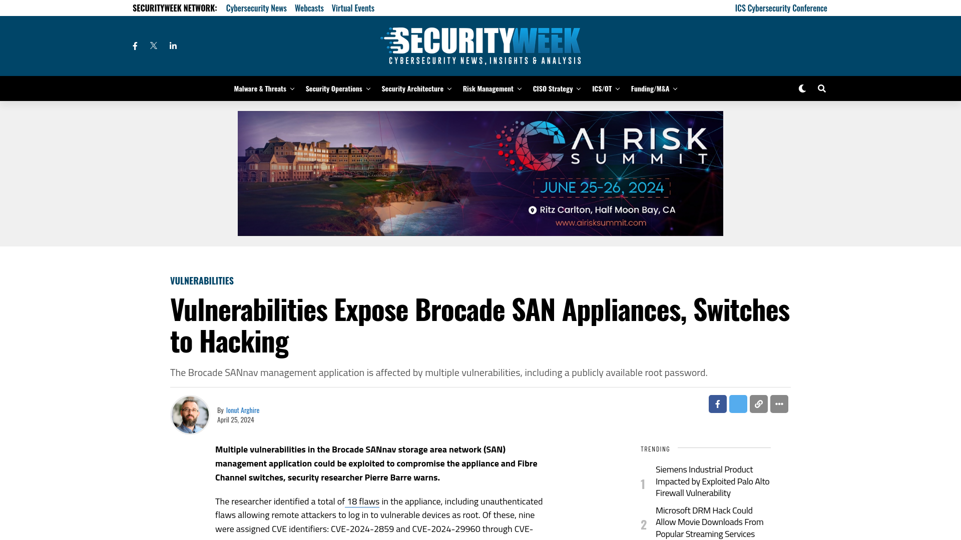 Vulnerabilities Expose Brocade SAN Appliances, Switches to Hacking - SecurityWeek