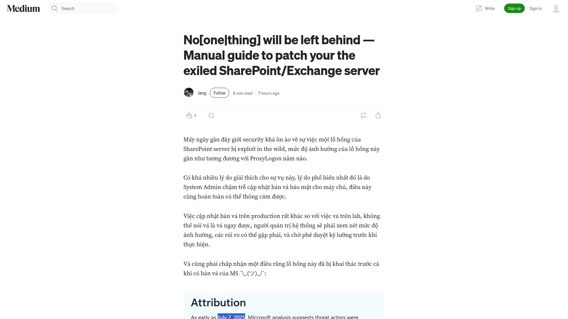 No[one|thing] will be left behind — Manual guide to patch your the exiled SharePoint/Exchange server | by Jang | Jul, 2025 | Medium