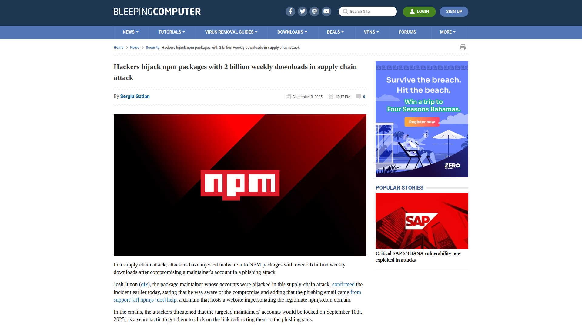 Hackers hijack npm packages with 2 billion weekly downloads in supply chain attack