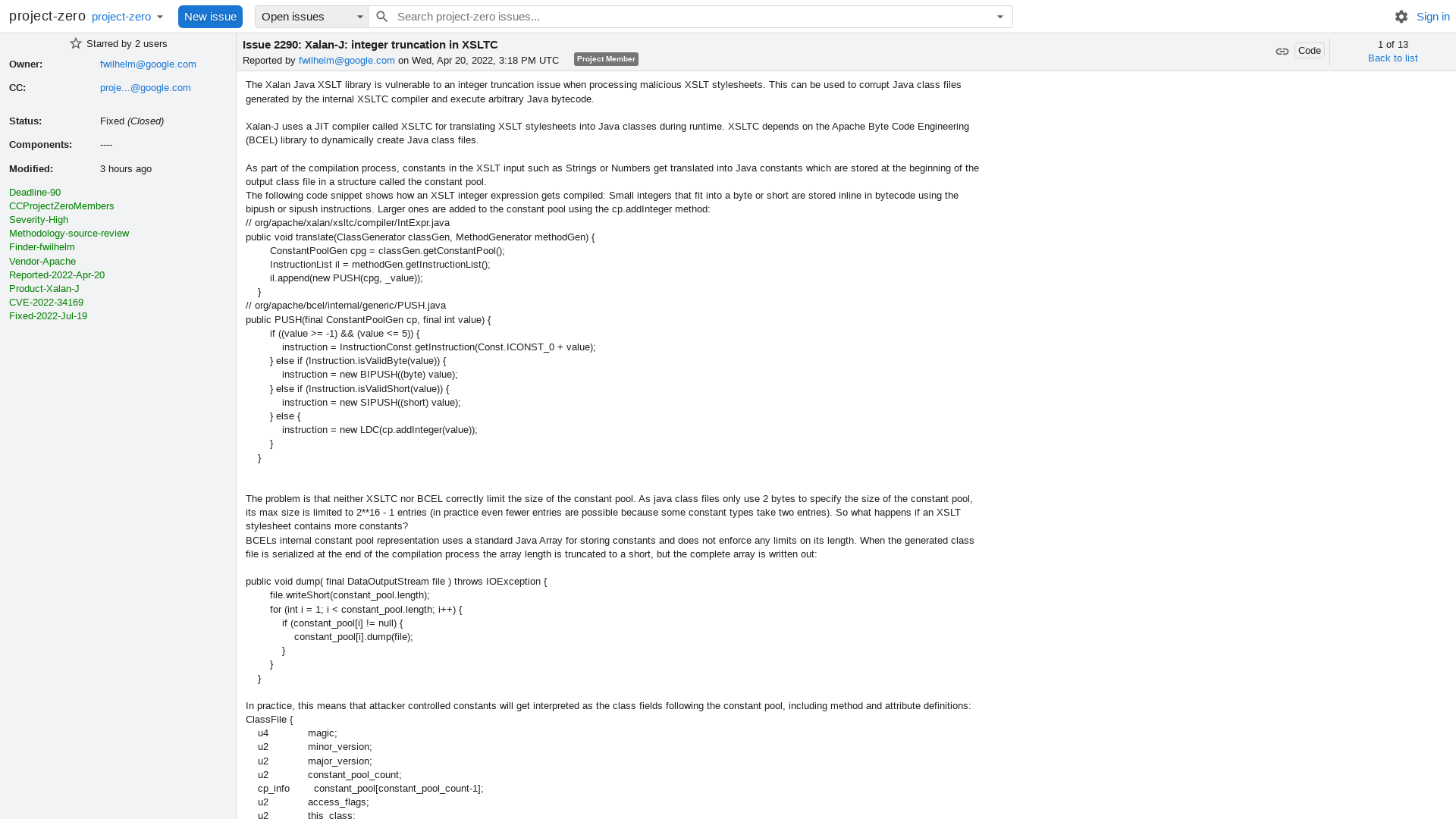 2290 - Xalan-J: integer truncation in XSLTC - project-zero
