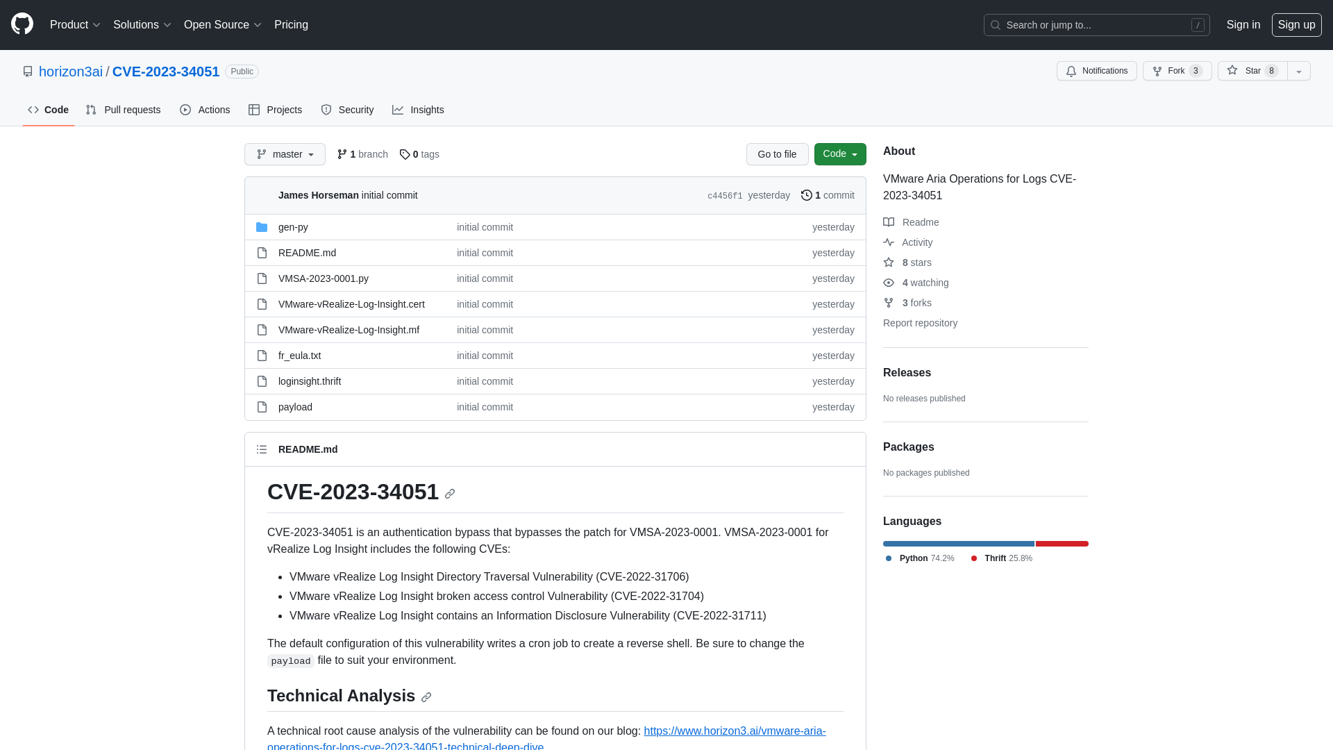 GitHub - horizon3ai/CVE-2023-34051: VMware Aria Operations for Logs CVE-2023-34051