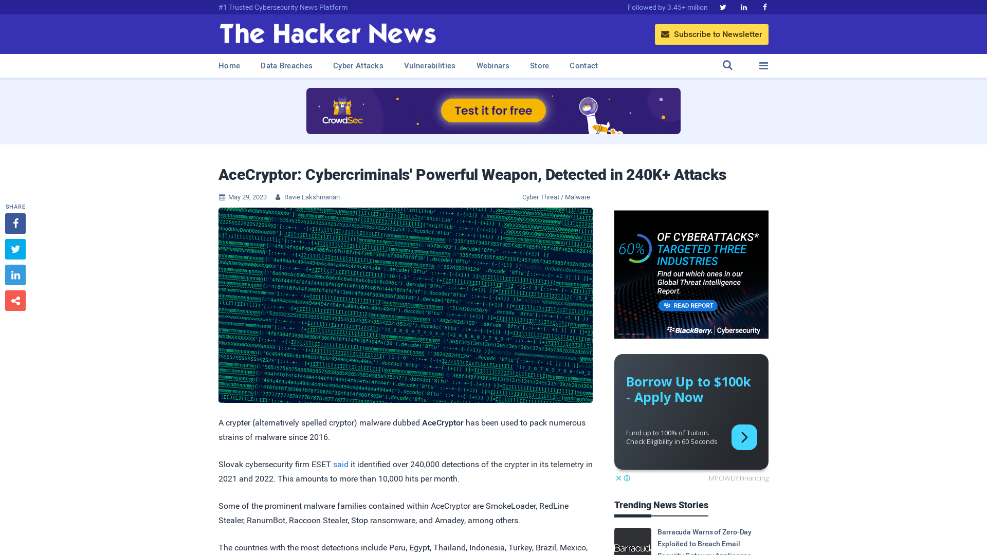 AceCryptor: Cybercriminals' Powerful Weapon, Detected in 240K+ Attacks