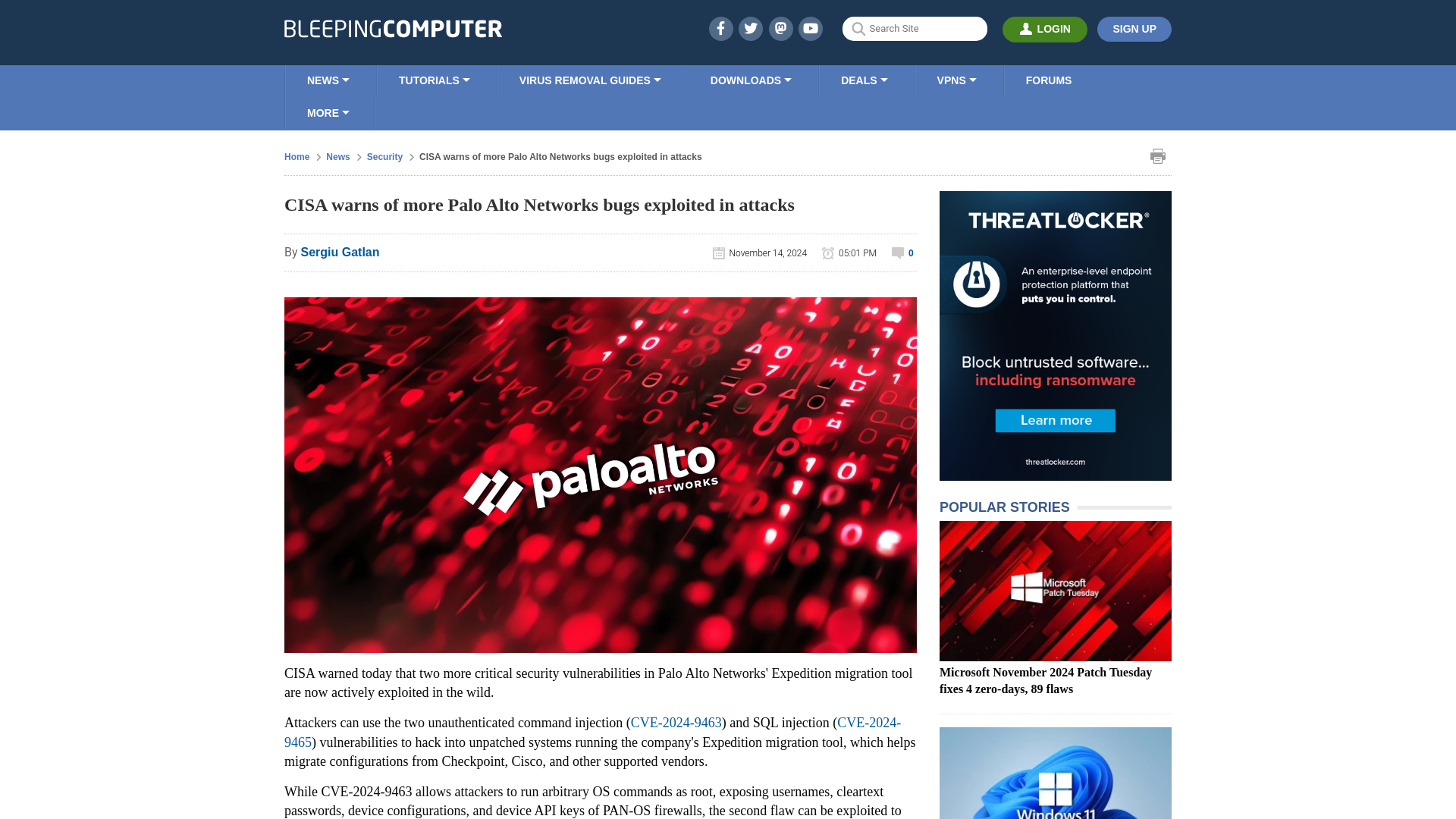 CISA warns of more Palo Alto Networks bugs exploited in attacks