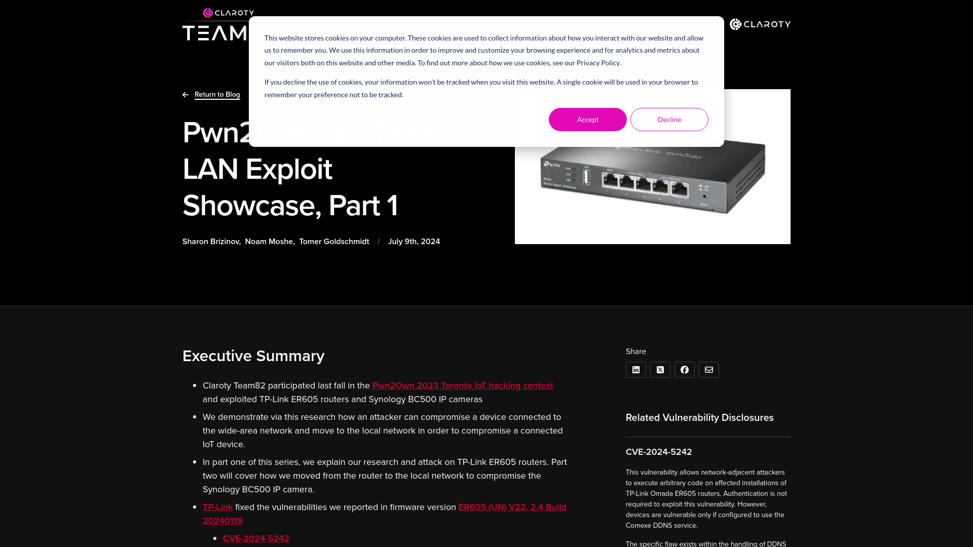 Pwn2Own: WAN-to-LAN Exploit Showcase, Part 1 | Claroty