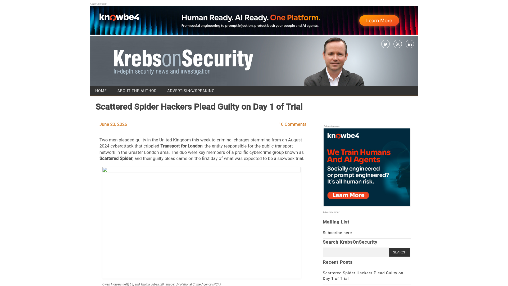 Scattered Spider Hackers Plead Guilty on Day 1 of Trial – Krebs on Security