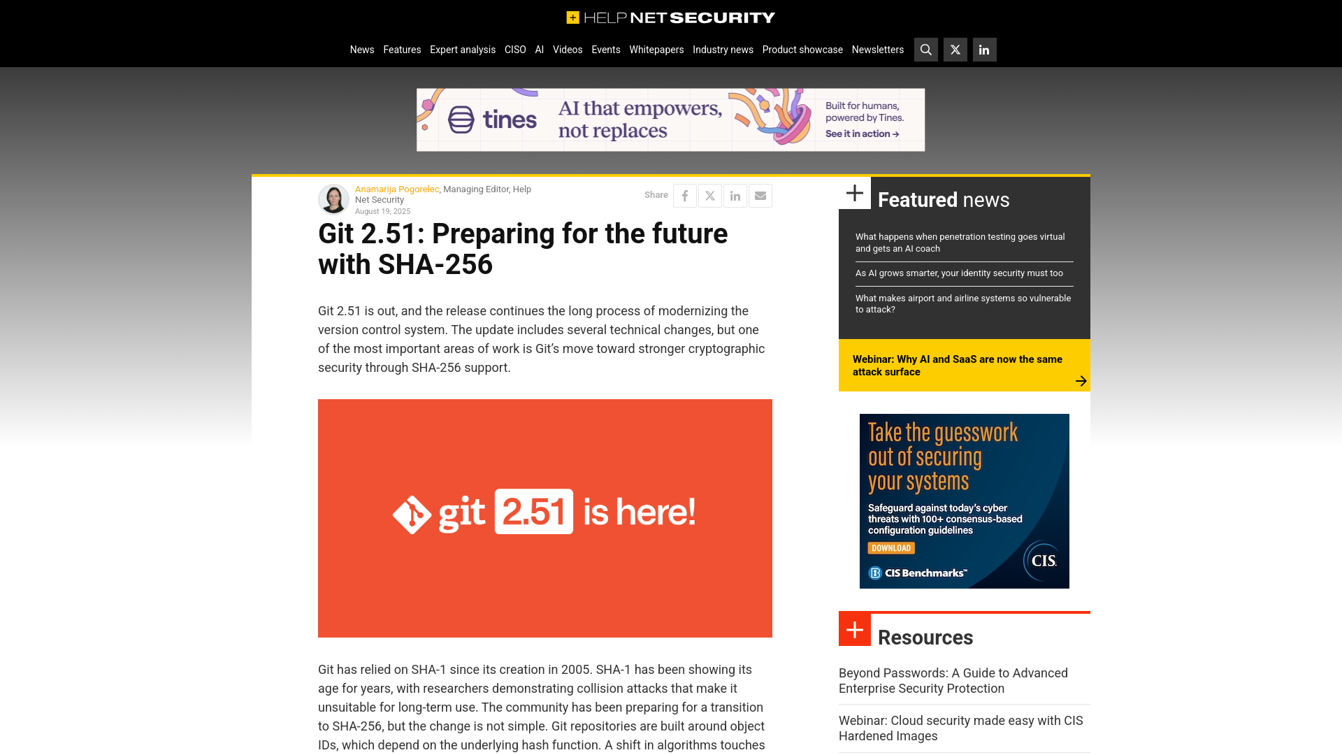 Git 2.51: Preparing for the future with SHA-256 - Help Net Security