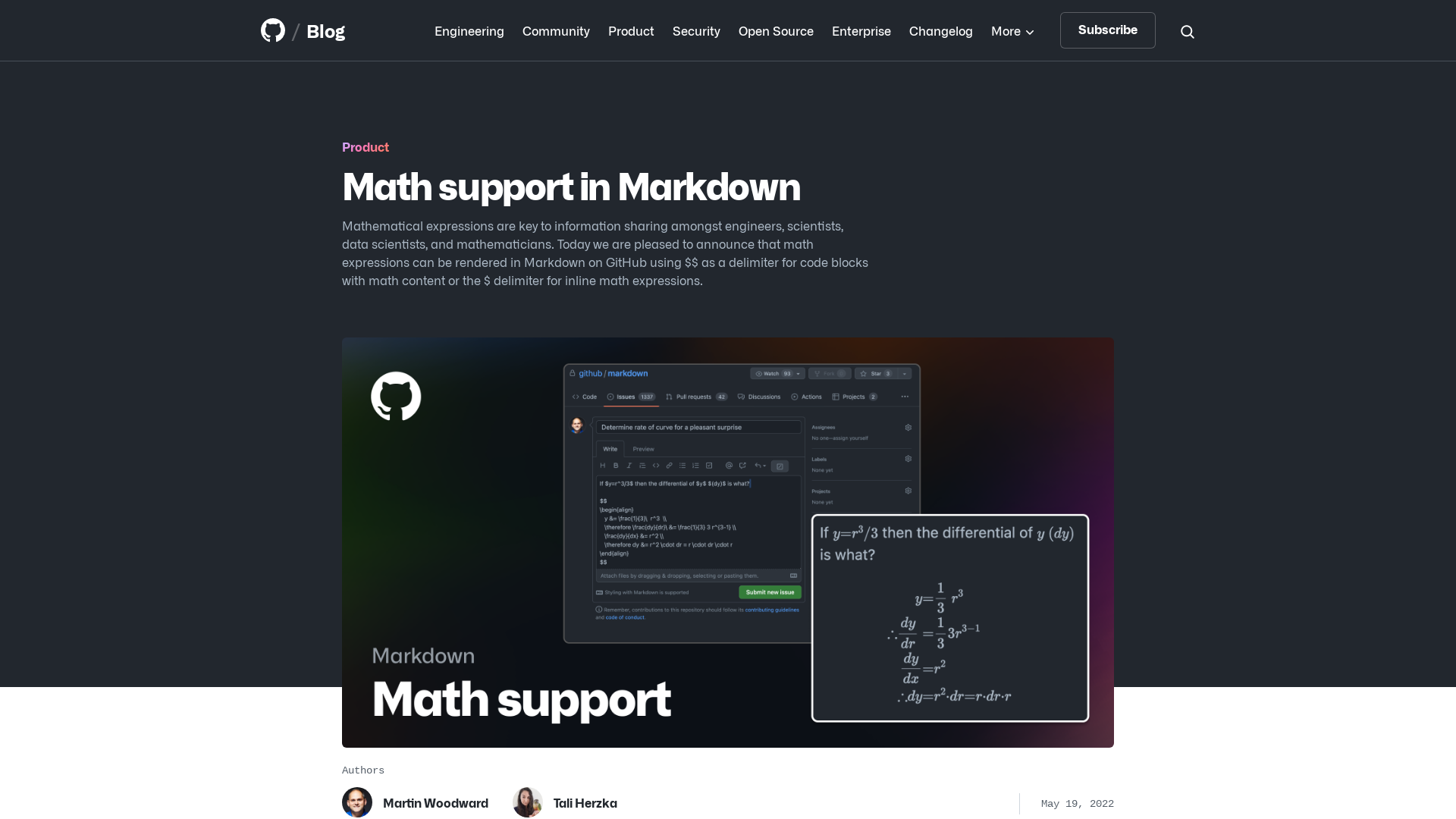 Math support in Markdown | The GitHub Blog