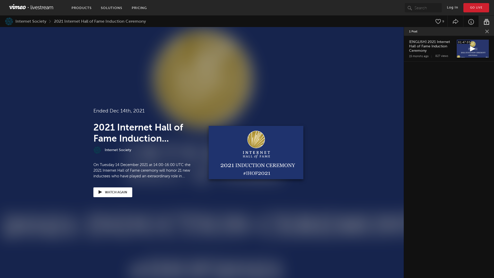 2021 Internet Hall of Fame Induction Ceremony on Livestream