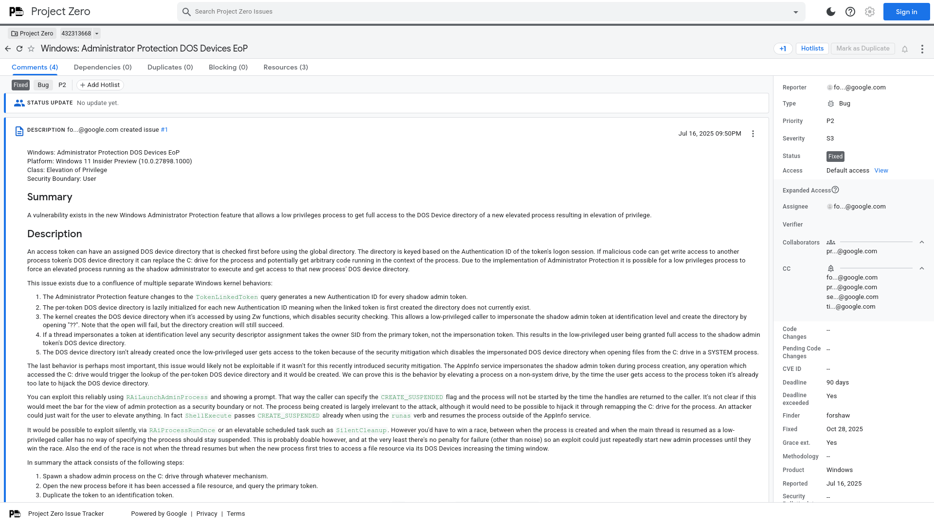 Windows: Administrator Protection DOS Devices EoP [432313668] - Project Zero