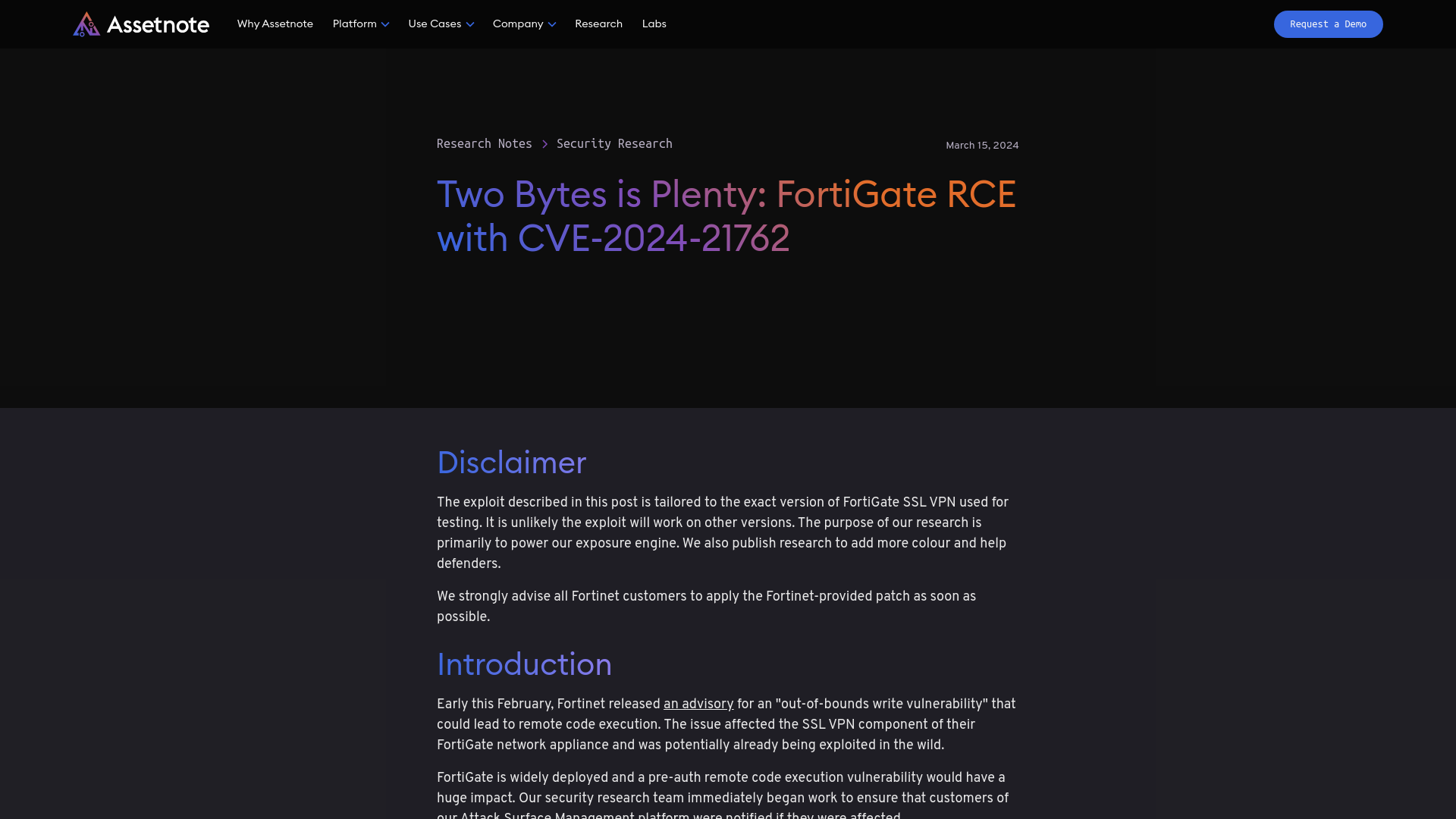 Two Bytes is Plenty: FortiGate RCE with CVE-2024-21762